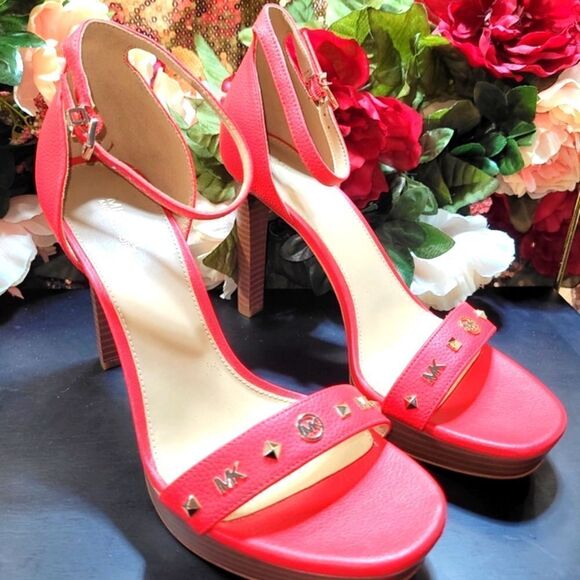 Michael Kors Sangria platform Sandal RED Leather NEW WITH DUSTBAG ❤️ - Picture 2 of 10